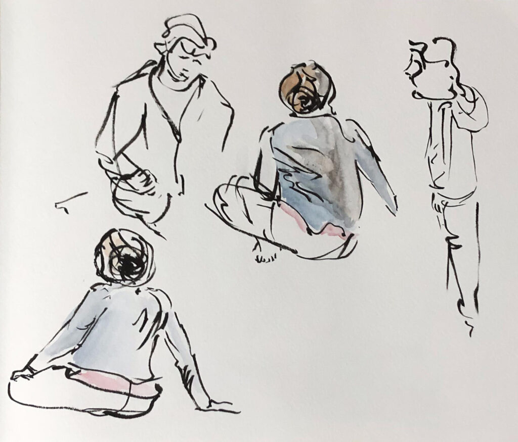 figure studies ink and colour