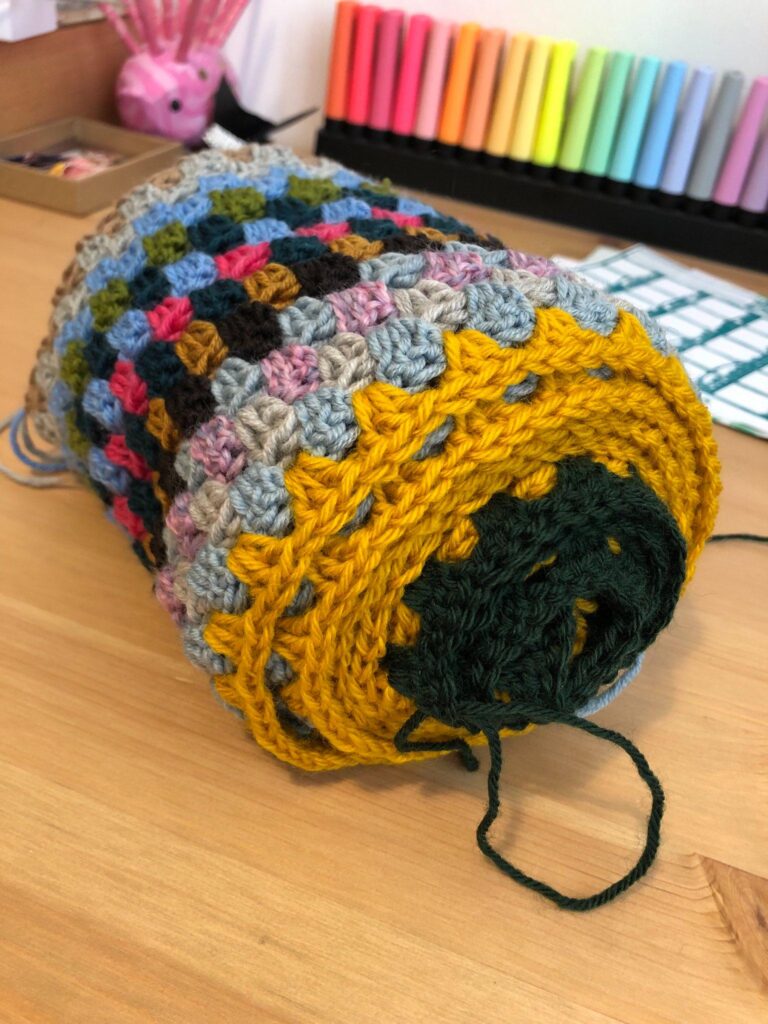 progress picture of a chrochet blanket